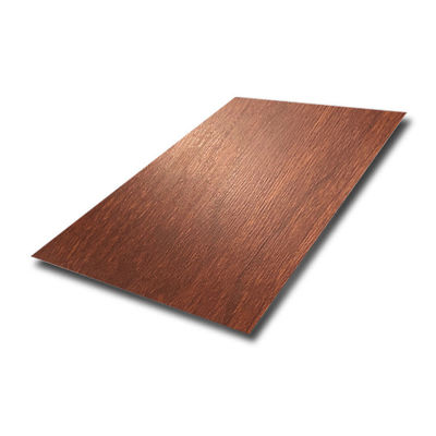 مغلفة خشبية نمط الزخرفية ورقة الفولاذ المقاوم للصدأ 0.6 م 0.8 مم 1.5 مم
