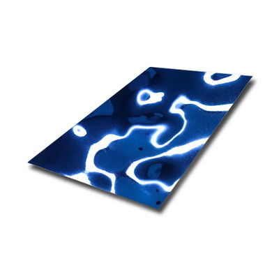 JIS تموج الماء الفولاذ المقاوم للصدأ ورقة مطروقة مرآة اللون الأزرق لوحة الفولاذ المقاوم للصدأ لألواح الحائط