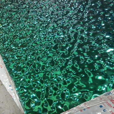 304 مرآة 0.6mm سميكة PVD اللون الأخضر صفيحة الفولاذ المقاوم للصدأ الماء الموجة لوحة السقف الفولاذ المقاوم للصدأ