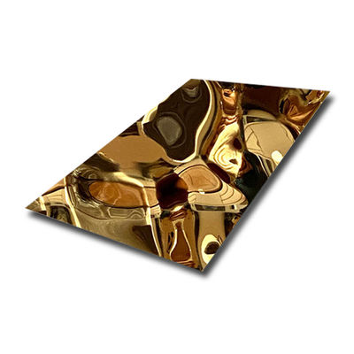 سعر جيد ورقة التيتانيوم الذهب مرآة المياه تموج الفولاذ المقاوم للصدأ لوحات الحائط الزخرفية الانترنت